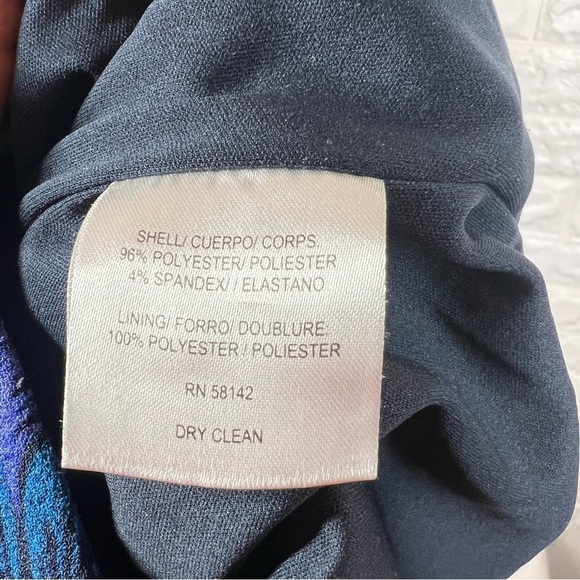 MAGGY LONDON - GSF03M LONG SLEEVE FLORAL PRINT CREPE DRESS BLUE PURPLE SIZE 6 - Picture 8 of 8